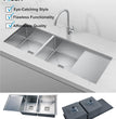 Double Bowl drain board kitchen sink 