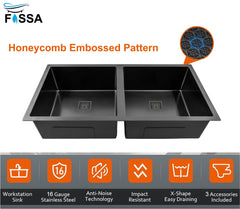 Double bowl honeycomb kitchen sink 