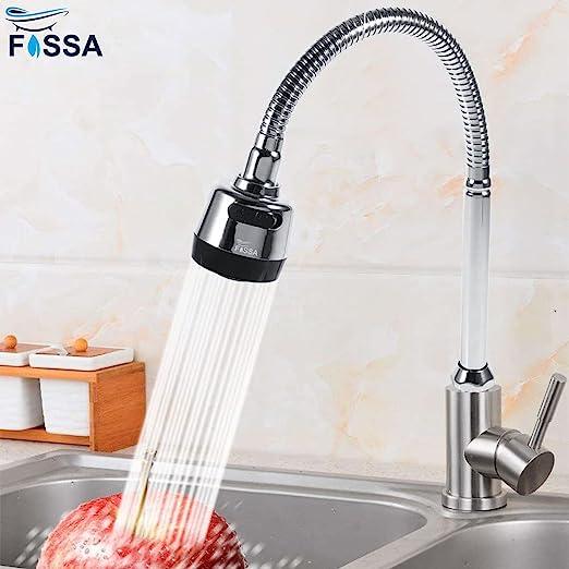 360 degree swivel spout, 304 stainless steel kitchen sink faucet pipe fittings adjustable temperature single handle connection 