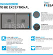 FOSSA 37"x18"x10" Double Bowl SS-304 Grade Stainless Steel Handmade Kitchen Sink Black Fossa Home