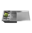 FOSSA 37"x18"x10" Single Bowl With Drain Board Premium Handmade Kitchen Sink Silver Fossa Home