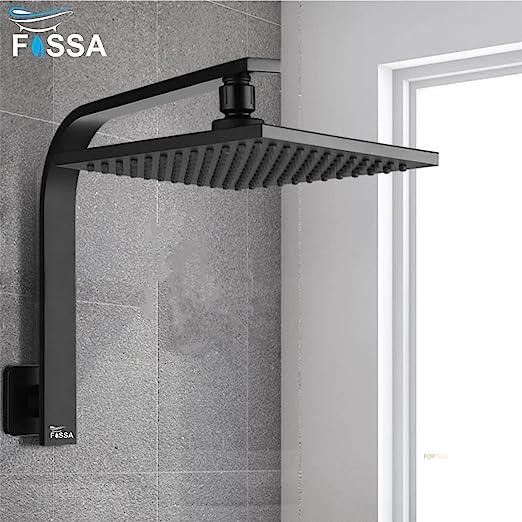 FOSSA 8'' Rain Shower Head Taps Square High Pressure Wall Arm DIY Black - Fossa Home 