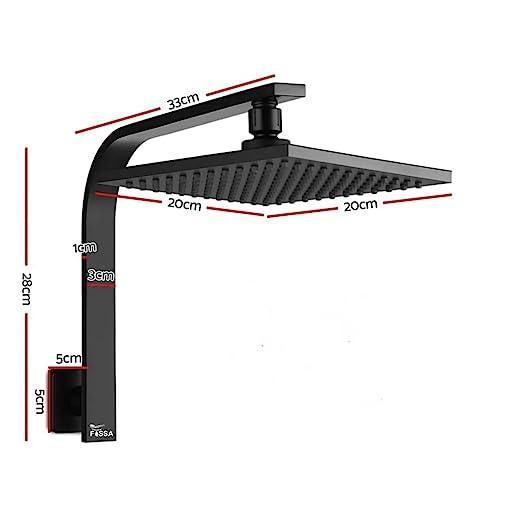 FOSSA 8'' Rain Shower Head Taps Square High Pressure Wall Arm DIY Black - Fossa Home 