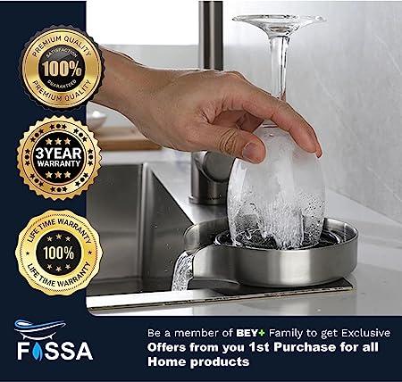 FOSSA Automatic Glass Rinser - Powerful Cup Washer for Kitchen Sink, Stainless Steel Baby Bottle Cleaner Sinks Attachment, Bar Accessories Spray Metal - Fossa Home 