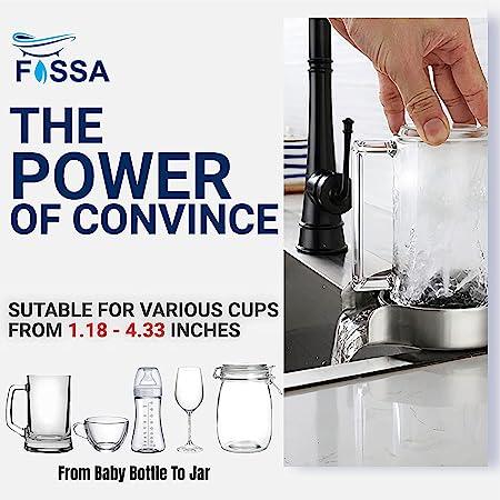 FOSSA Automatic Glass Rinser - Powerful Cup Washer for Kitchen Sink, Stainless Steel Baby Bottle Cleaner Sinks Attachment, Bar Accessories Spray Metal - Fossa Home 