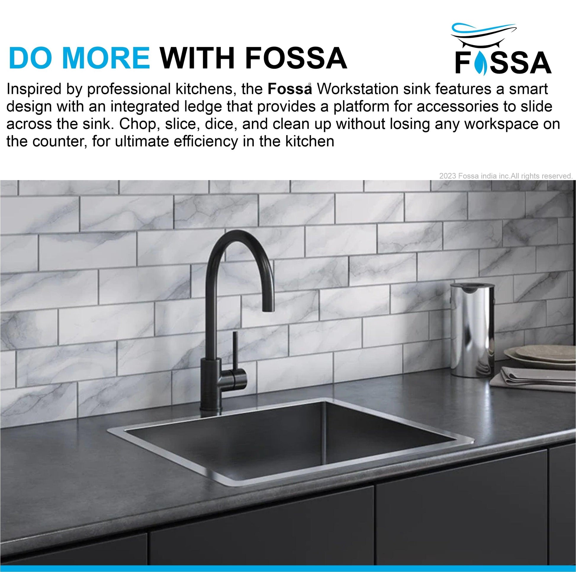 Fossa 21"X18"X09" Single Bowl Stainless Steel Handmade Kitchen Sink Black Matte Finish - Fossa Home 