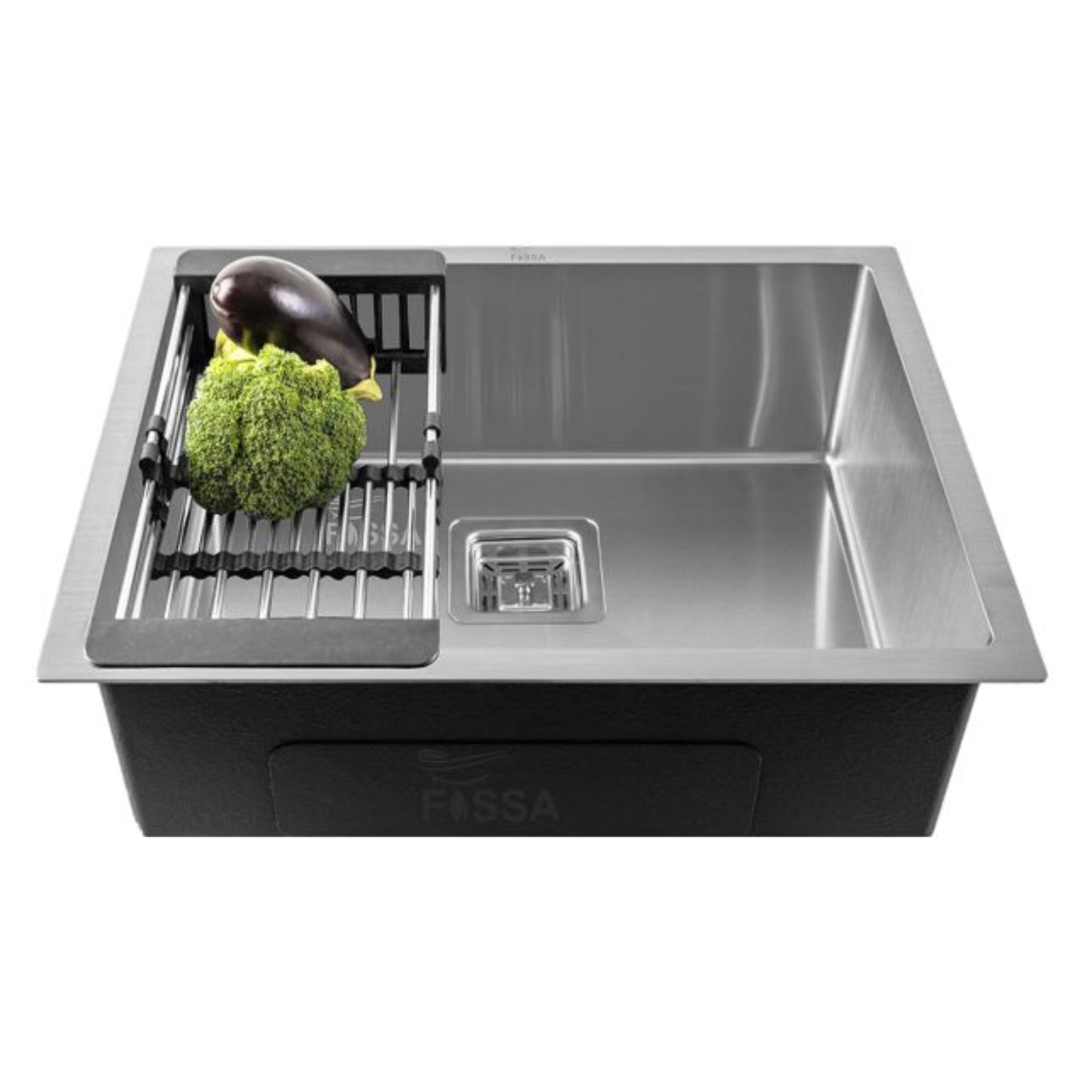 Fossa 21"x18"x09" inch Single Bowl Premium Stainless Steel Handmade Kitchen Sink Silver