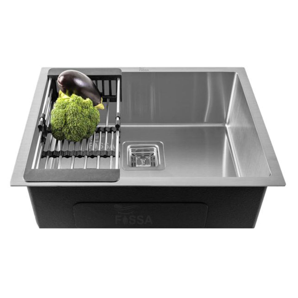 Fossa 21"x18"x09" Inch Single Bowl SS-304 Grade Stainless Steel Handmade Kitchen Sink Silver