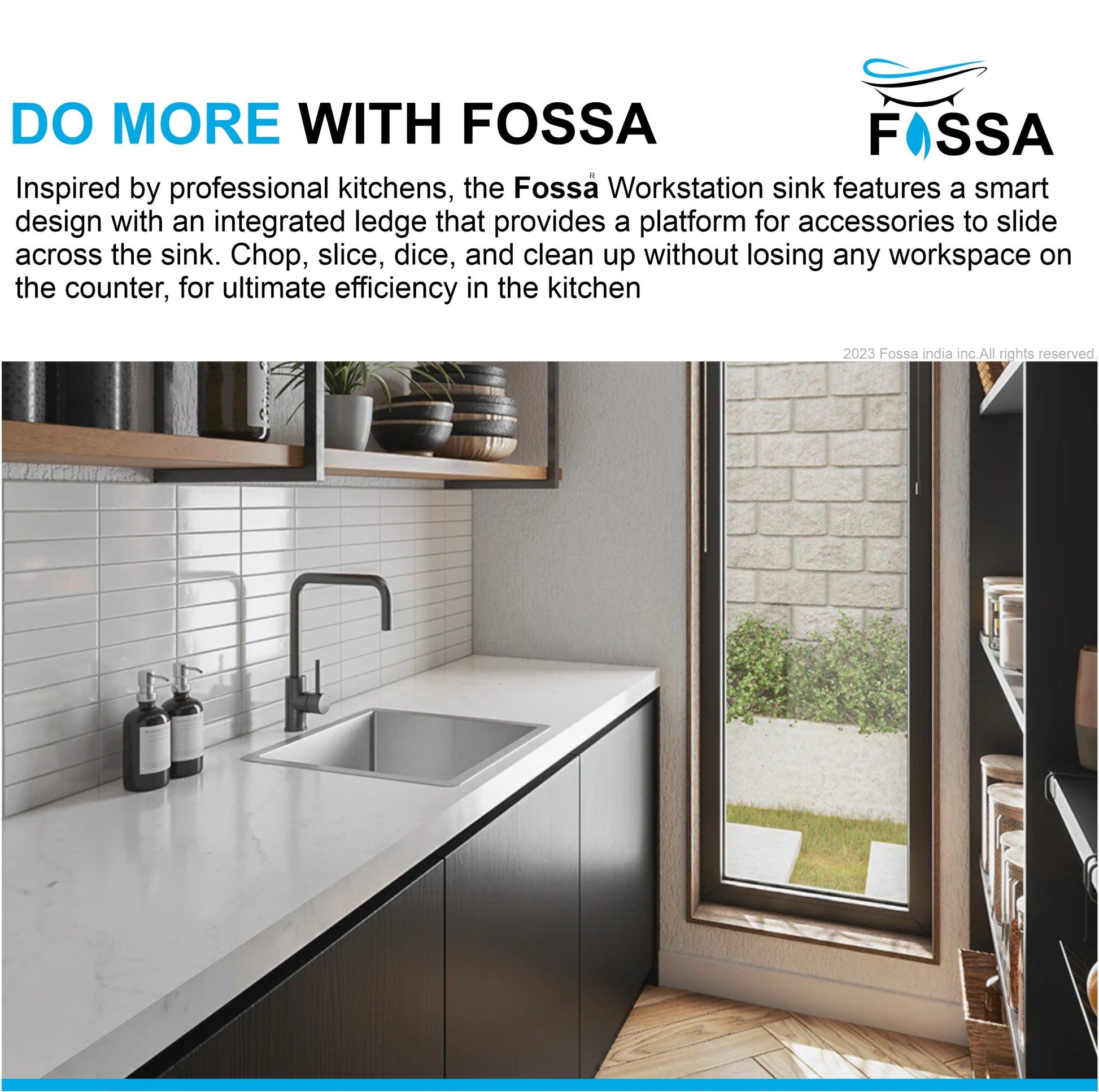 Fossa 21"X18"X09" Single Bowl Stainless Steel Handmade Kitchen Sink Matte Finish - Fossa Home 