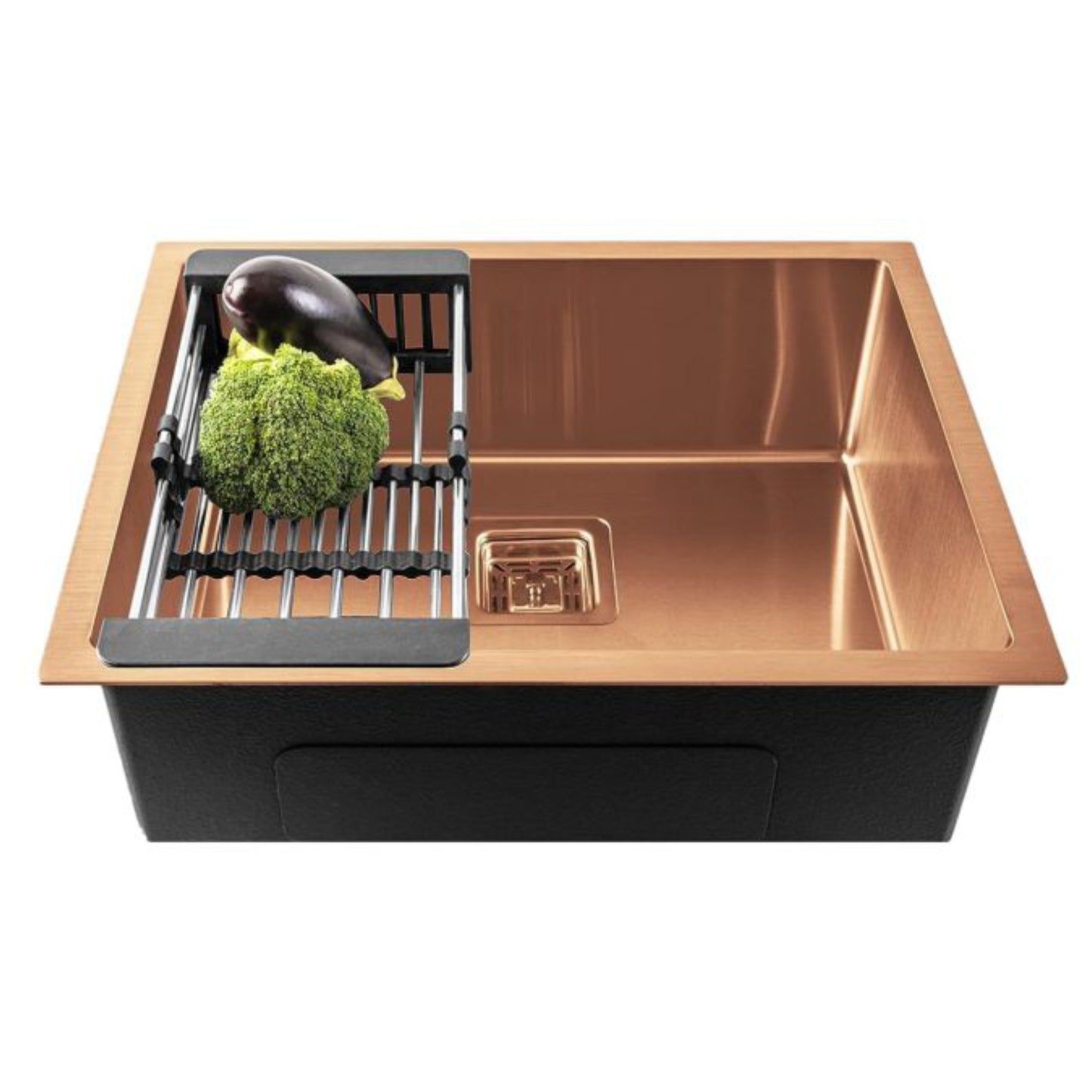 Fossa 24"x18"x10" Inch Single Bowl Premium Stainless Steel Handmade Kitchen Sink Rose Gold