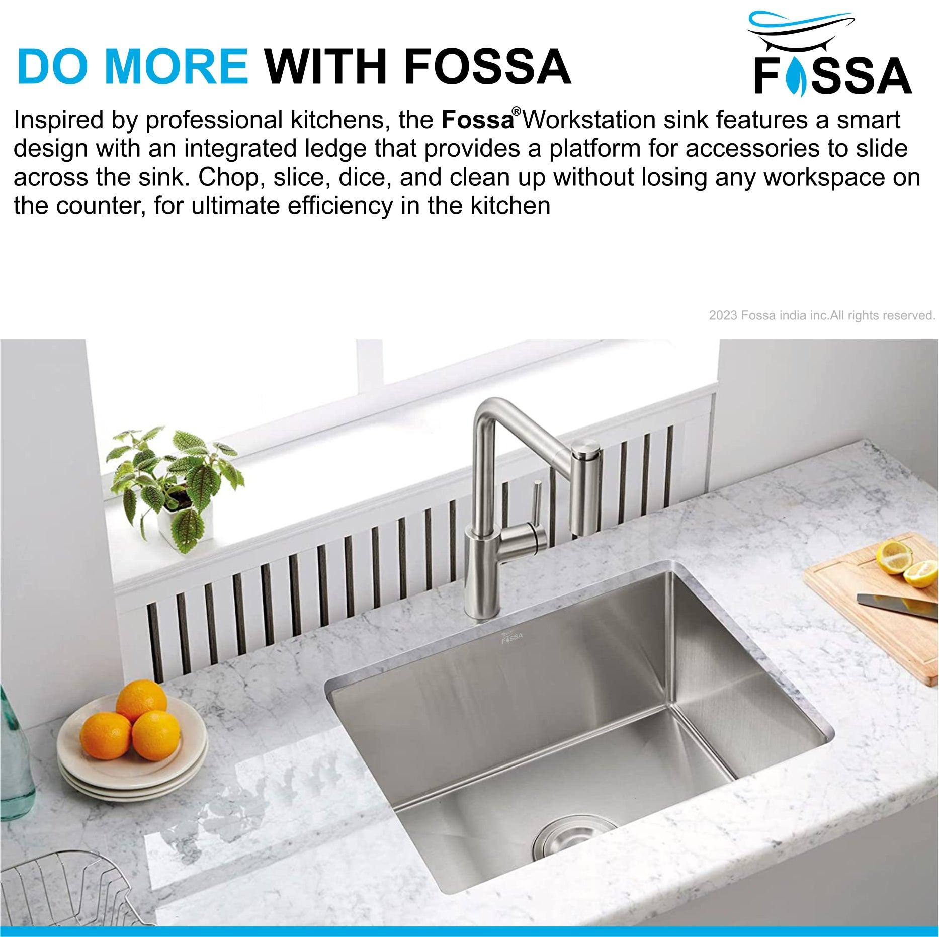 Fossa 24"X18"X10" Single Bowl Stainless Steel Handmade Kitchen Sink Matte Finish - Fossa Home 