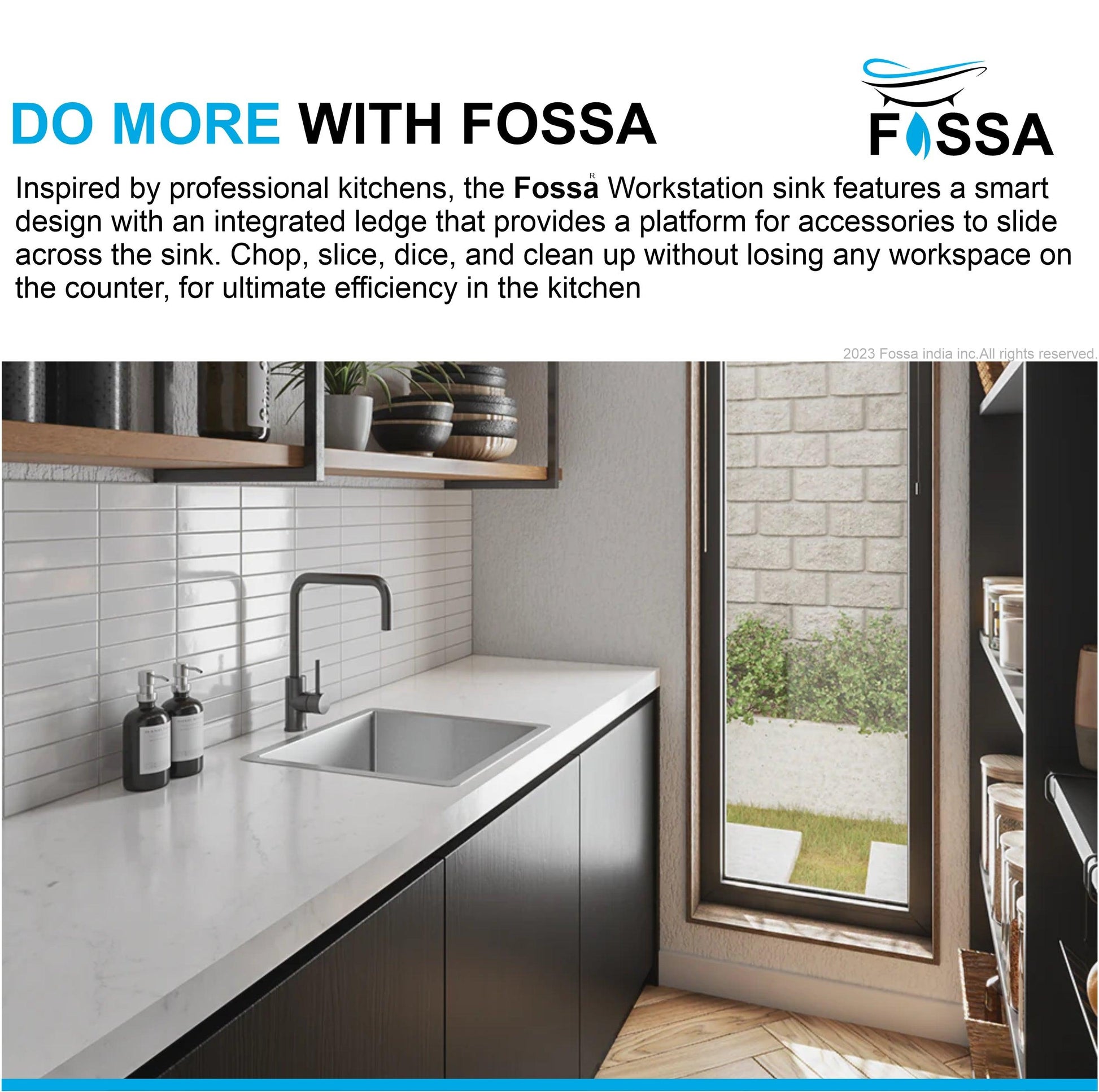 Fossa 24"X18"X10" Single Bowl Stainless Steel Handmade Kitchen Sink Matte Finish - Fossa Home 