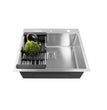 Fossa 24"x18"x10" Single Bowl With Tap Hole SS-304 Grade Handmade Kitchen Sink Silver Fossa Home