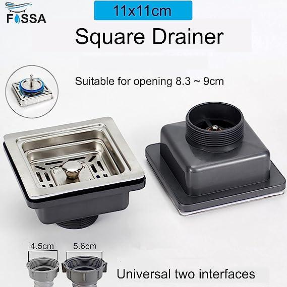 Fossa 3.5 Inch Stainless Steel Kitchen Sink Coupling/Basket Square Strainer, Kitchen Sink Strainer with Removable Waste Basket/Strainer Assembly - Fossa Home 