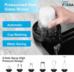 Fossa 30"x18"x09" Single Bowl 304 Grade Waterfall Kitchen Sink Honeycomb Embossed Sink with Black Nano Coating, Stainless Steel, Rectangular Workstation, Faucet with Included All Accessories. (Grey) Fossa Home