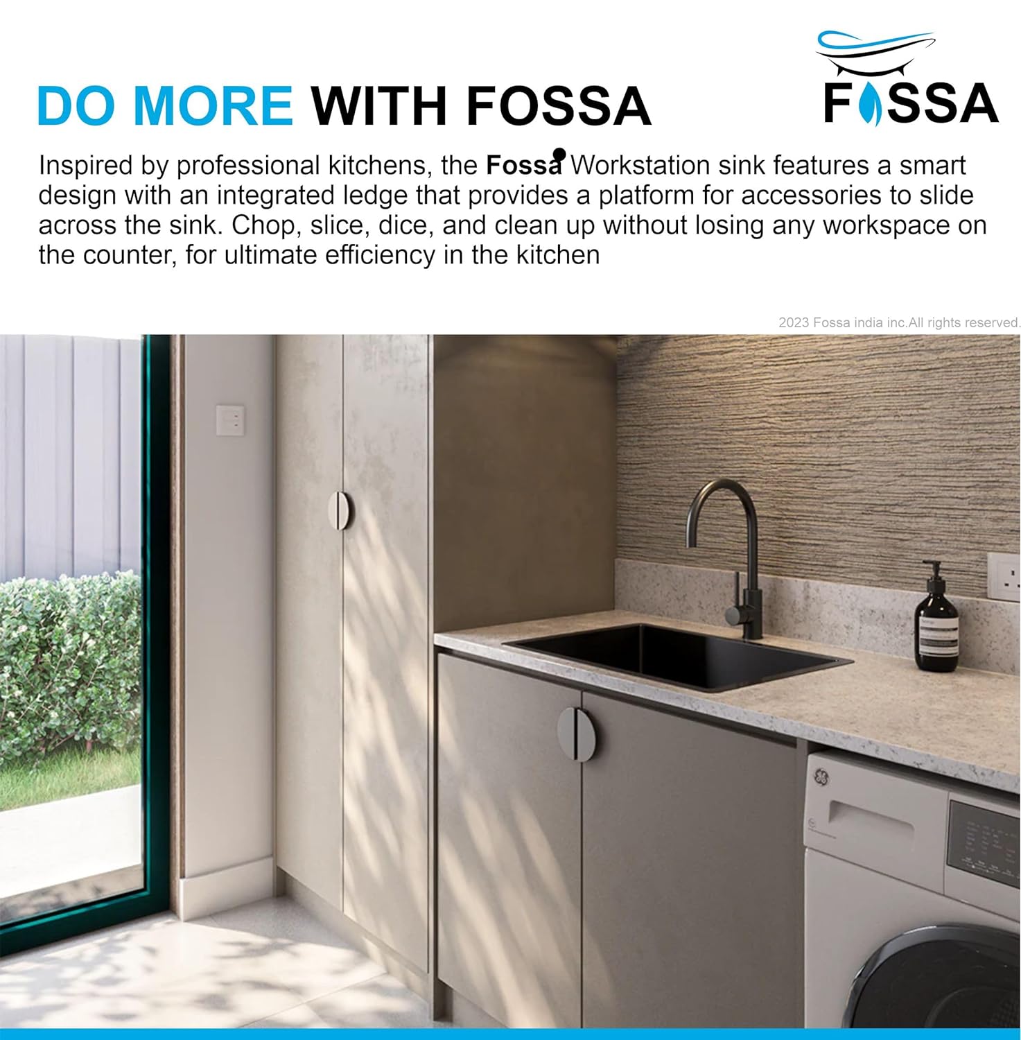 Fossa 30"x18"x10" inch Single Bowl Premium Stainless Steel Handmade Kitchen Sink (Matte Finish) Black Fossa Home