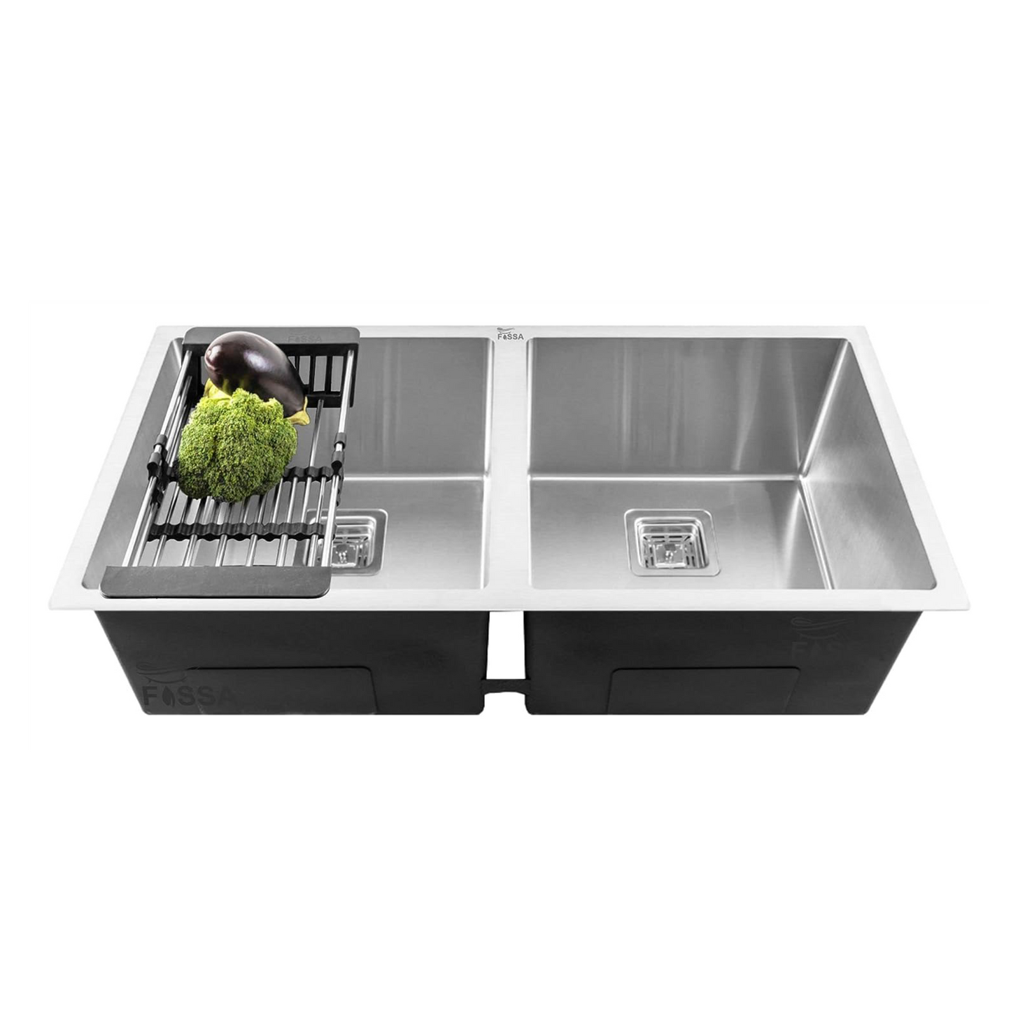 Fossa 32"x18"x10" Double Bowl Premium Stainless Steel Handmade Kitchen Sink Silver Fossa Home