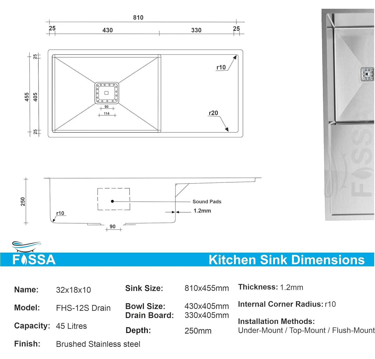 premium and 304 grade thickness drain board silver