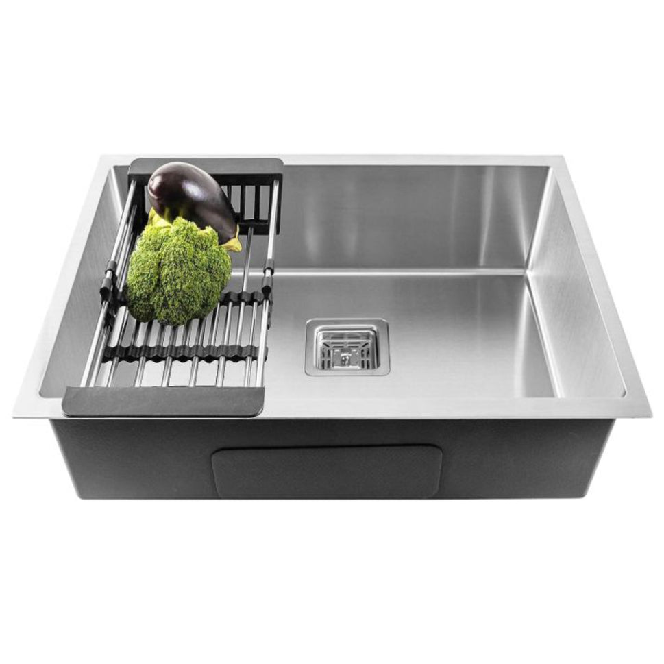 Fossa 24"x18"x10" Inch Single Bowl SS-304 Grade Stainless Steel Handmade Kitchen Sink Silver