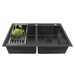 Fossa 32"x18"x10" Inch Double Bowl With Tap Hole Premium Handmade Kitchen Sink Black