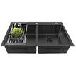 Fossa 32x18x10 inch Double Bowl With Tap Hole SS-304 Grade Handmade Kitchen Sink Black Fossa Home