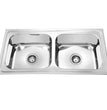 Fossa 37"x18"x10" inch Double Bowl 304 Grade Stainless Steel Kitchen Sink With SS Coupling Glossy Finish