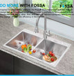 Fossa 37"x18"x10" Double Bowl With Tap Hole Stainless Steel- Handmade Kitchen Sink Matte Finish - Fossa Home 