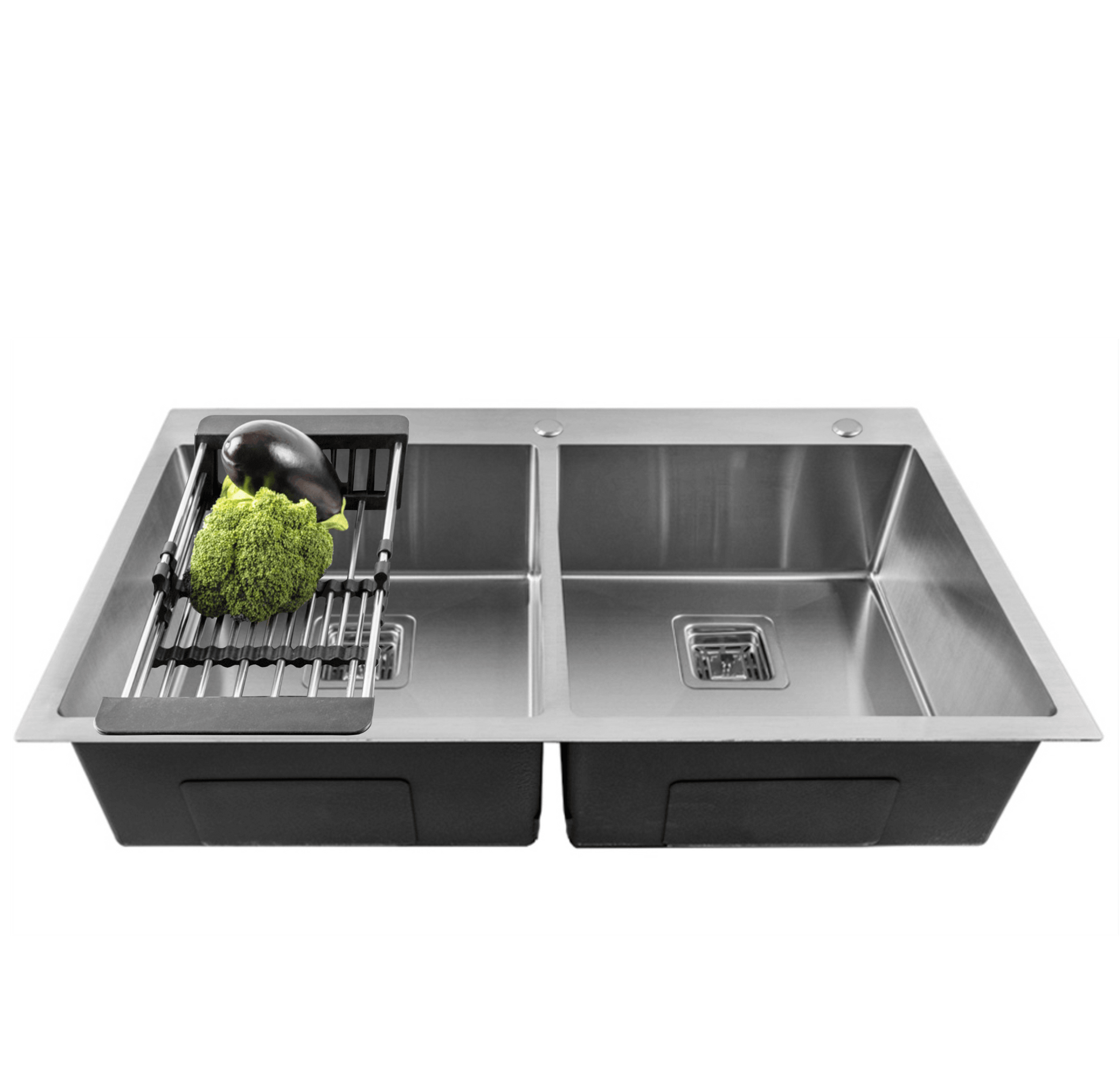 Fossa 37"x18"x10" Double Bowl With Tap Hole Stainless Steel- Handmade Kitchen Sink Matte Finish - Fossa Home 