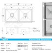 Fossa 37"x18"x10" Double Bowl With Tap Hole Stainless Steel- Handmade Kitchen Sink Matte Finish - Fossa Home 