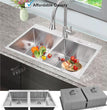 Fossa 37"x18"x10" Double Bowl With Tap Hole SS-304 Grade Stainless Steel Handmade Kitchen Sink Matte Finish Silver Fossa Home