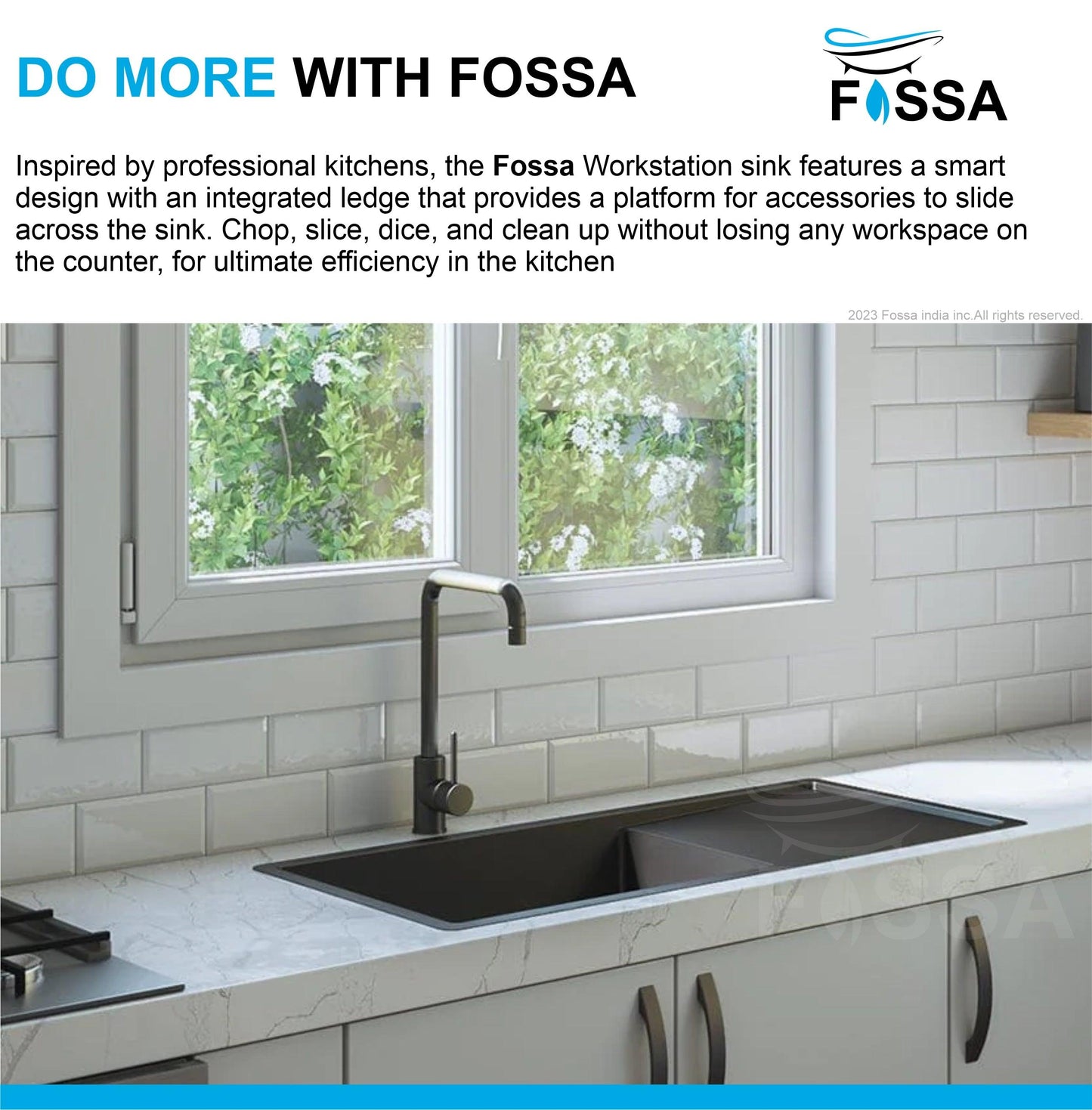 Fossa 37"x18"10" Single Bowl With Drain Board  Stainless Steel Handmade Kitchen Sink Black Matte Finish - Fossa Home 