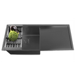 Fossa 37"x18"x10" Single Bowl With Drain Board Premium Handmade Kitchen Sink Black Fossa Home