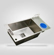 Fossa 37"x18"x10" Single Bowl With Dustbin Stainless Steel Handmade Kitchen Sink Matte Finish - Fossa Home 