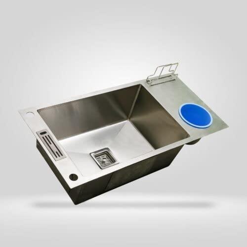 Fossa 37"x18"x10" Single Bowl With Dustbin Stainless Steel Handmade Kitchen Sink Matte Finish - Fossa Home 