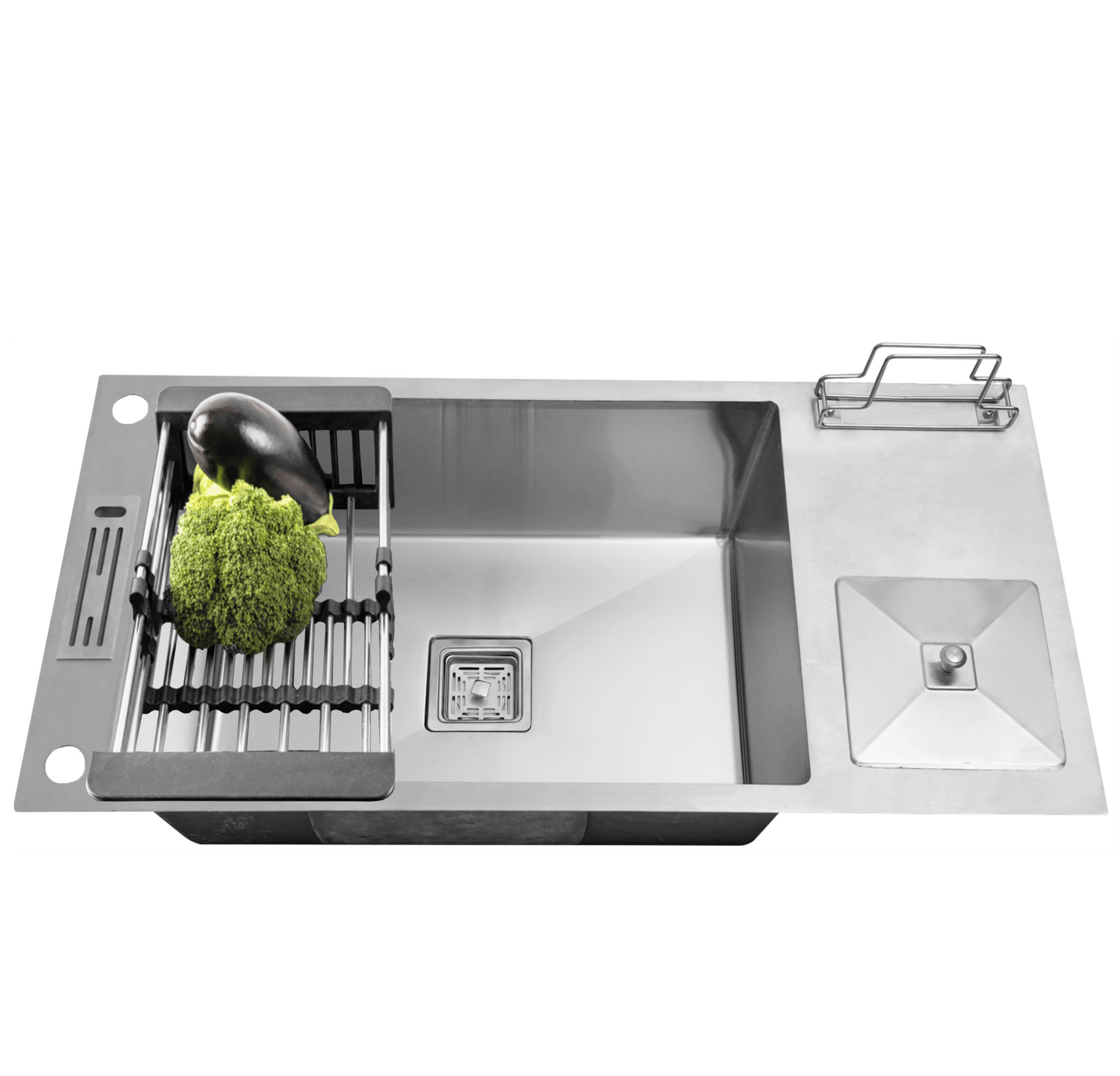 Fossa 37"x18"x10" Single Bowl With Dustbin Stainless Steel Handmade Kitchen Sink Matte Finish - Fossa Home 