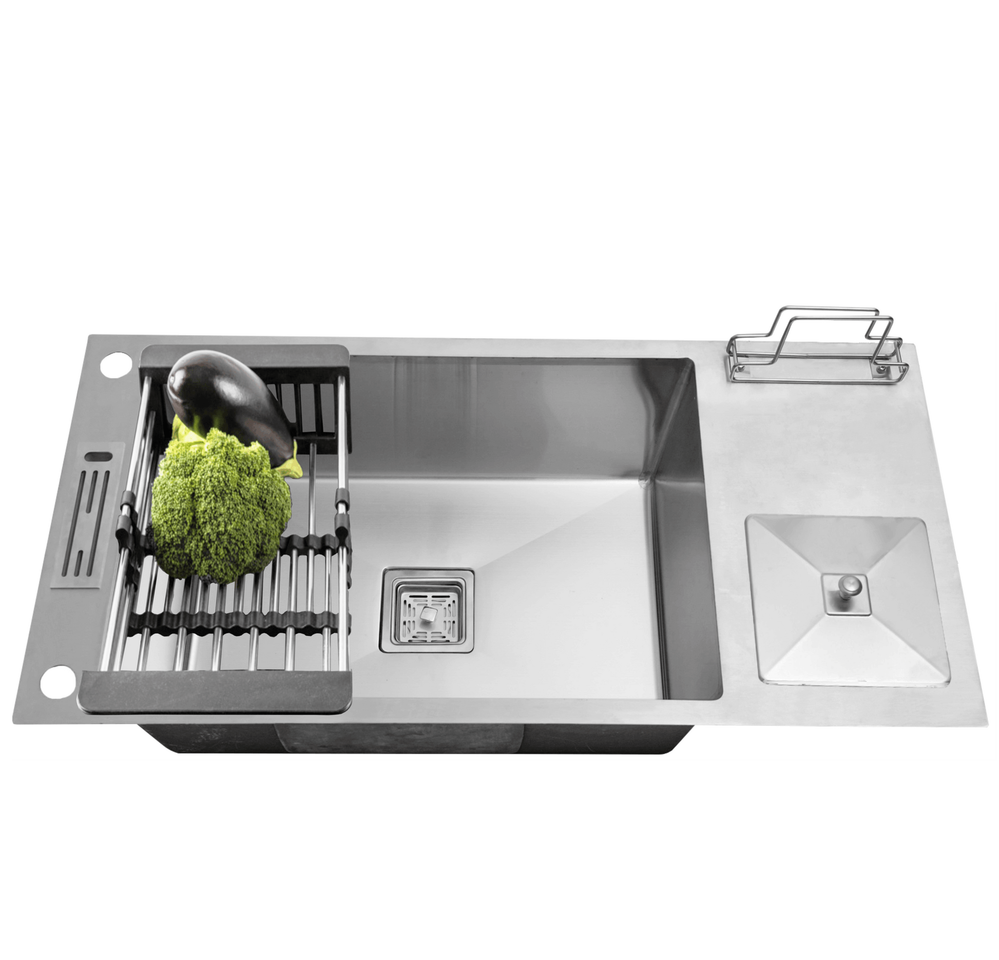 Fossa 37"x18"x10" Single Bowl With Dustbin Stainless Steel Handmade Kitchen Sink Matte Finish - Fossa Home 