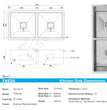 Fossa 40"x18"x10" Double Bowl SS-304 Grade Stainless Steel Handmade Kitchen Sink Matte Finish Silver Fossa Home