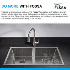 Fossa 42"x20"x10" Inch Double Bowl SS-304 Grade Handmade Kitchen Sink Matte Finish Silver Fossa Home