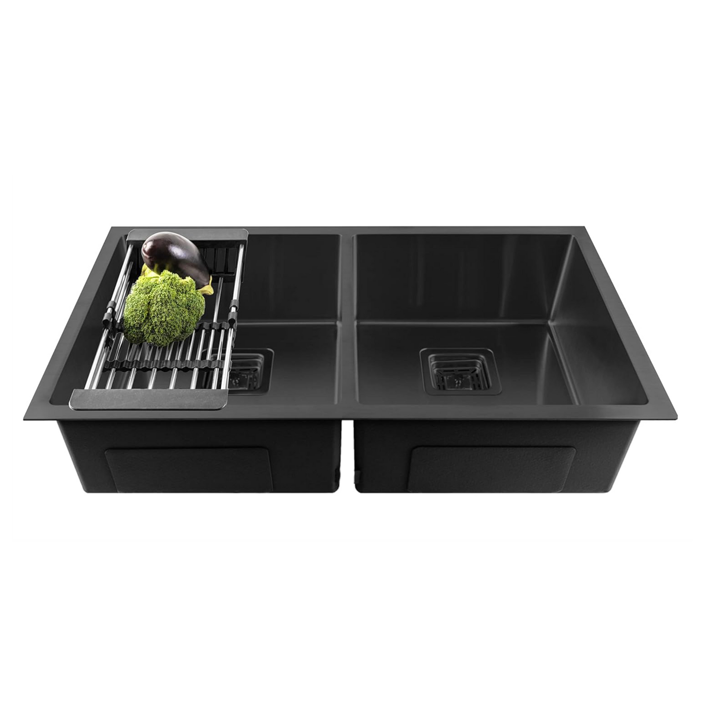 Fossa 45"x20"x10" Double Bowl Premium Handmade kitchen Sink Stainless Steel Black Fossa Home