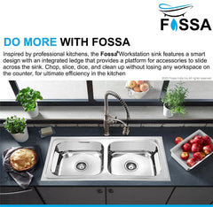 Fossa 45"x20"x10" Double Bowl Stainless Steel Kitchen Sink With SS Coupling Glossy Finish - Fossa Home 