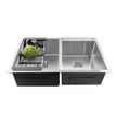 Fossa 45"x20"x10" Double Bowl With Single Tap Hole Prremium Stainless Steel Handmade Kitchen Sink Matte Finish Silver Fossa Home