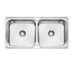 Fossa 45"x20"x8" Double Bowl Stainless Steel Kitchen Sink With SS Square Coupling Glossy Finish - Fossa Home 