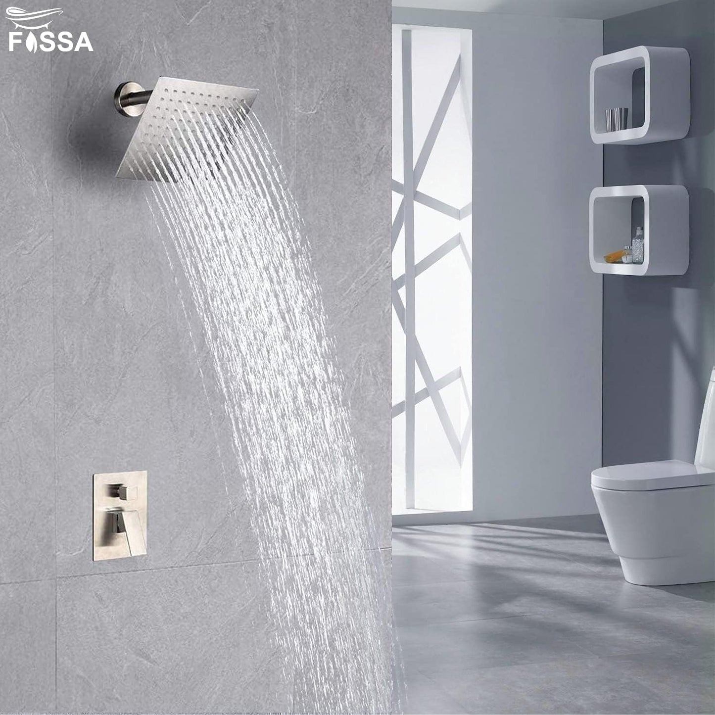 Fossa 4X4 Inch Rain Shower - Fossa Square High Pressure Shower Head Made of 304 Stainless Steel (Chrome Finish) Fossa Home