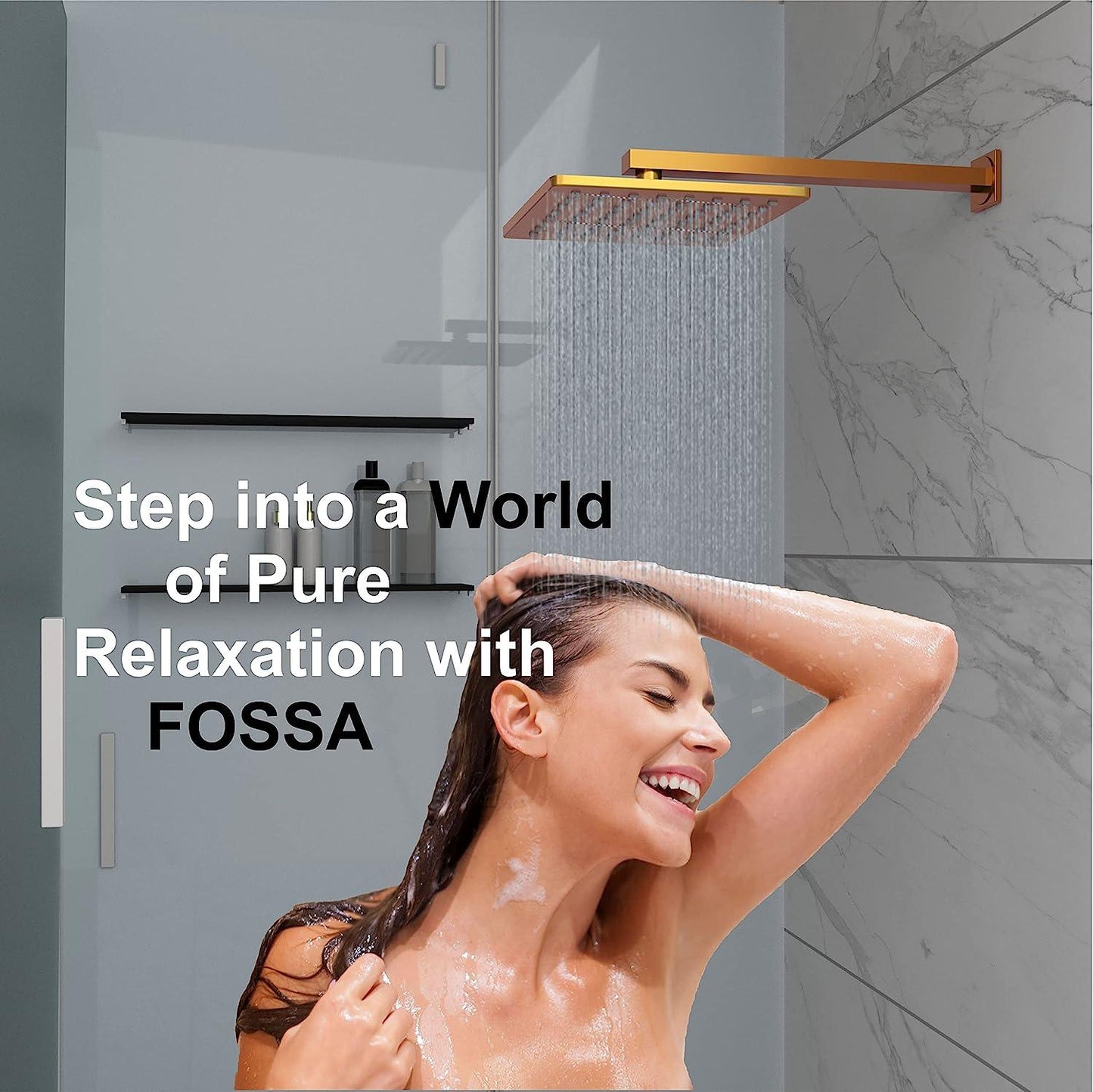 Fossa 6 Inch Rainfall Shower Head Fixed Shower Head 304 Stainless Steel Rain Showers Overhead Wall Mounted, (Copper) - Fossa Home 