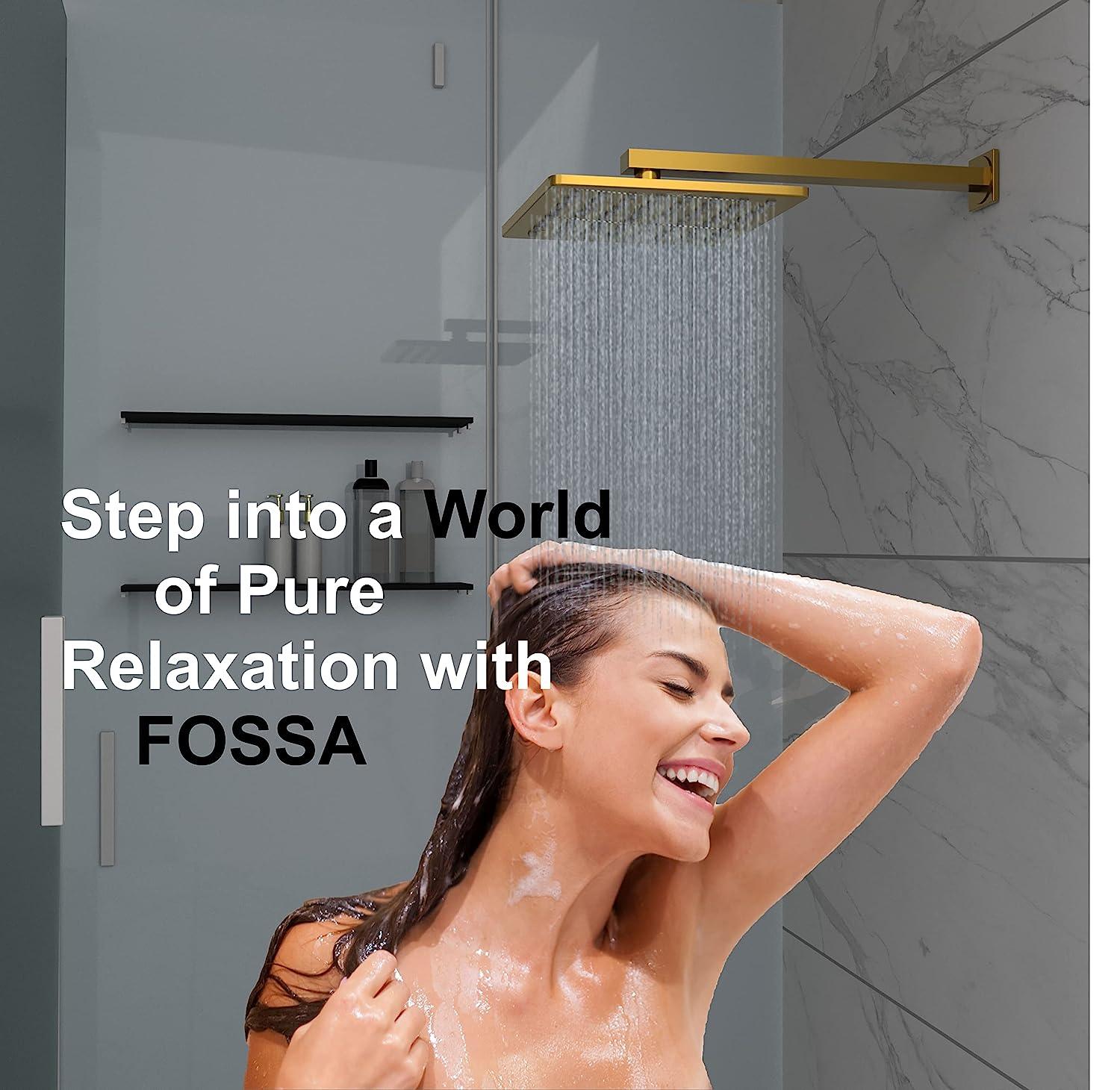 Fossa 6 Inch Rainfall Shower Head Fixed Shower Head 304 Stainless Steel Rain Showers Overhead Wall Mounted, (Gold) - Fossa Home 