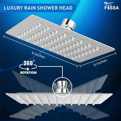 Fossa 6X6 Inch Rain Shower - Fossa Square High Pressure Shower Head Made of 304 Stainless Steel (Chrome Finish) Fossa Home