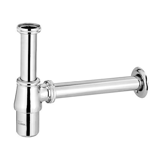 Fossa Brass Bottle Trap for Wash basins | Bottle Trap With Wall Flange and 12 Inches Pipe | Chrome Finish - Fossa Home 