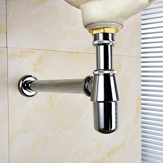 Fossa Brass Bottle Trap for Wash basins | Bottle Trap With Wall Flange and 12 Inches Pipe | Chrome Finish - Fossa Home 