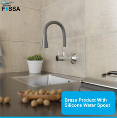 Fossa Brass Sink Cock with Dual Flow Kitchen Faucet with Flexible Swivel Spout (Grey) - Fossa Home 