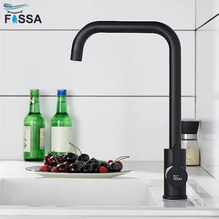 Fossa High Pressure Kitchen Faucet 360° Swivel, Stainless Steel Kitchen Faucet, Kitchen Mixer Tap with High L Bend Spout-257mm (Black) - Fossa Home 